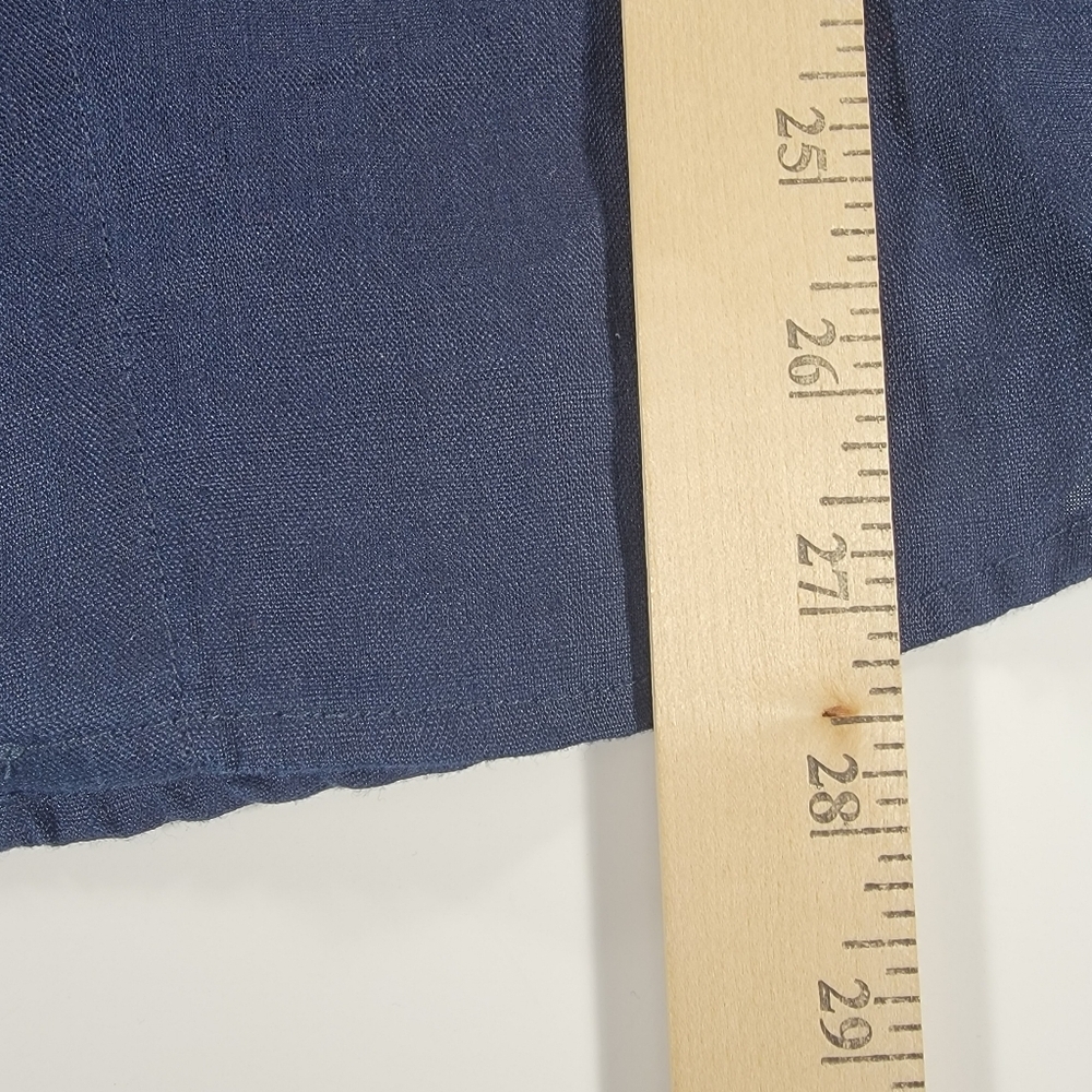NEW Lauren Ralph Lauren 100% Linen  Button Shirt Womens Small Roll Tab Cuff Navy - Picture 8 of 10